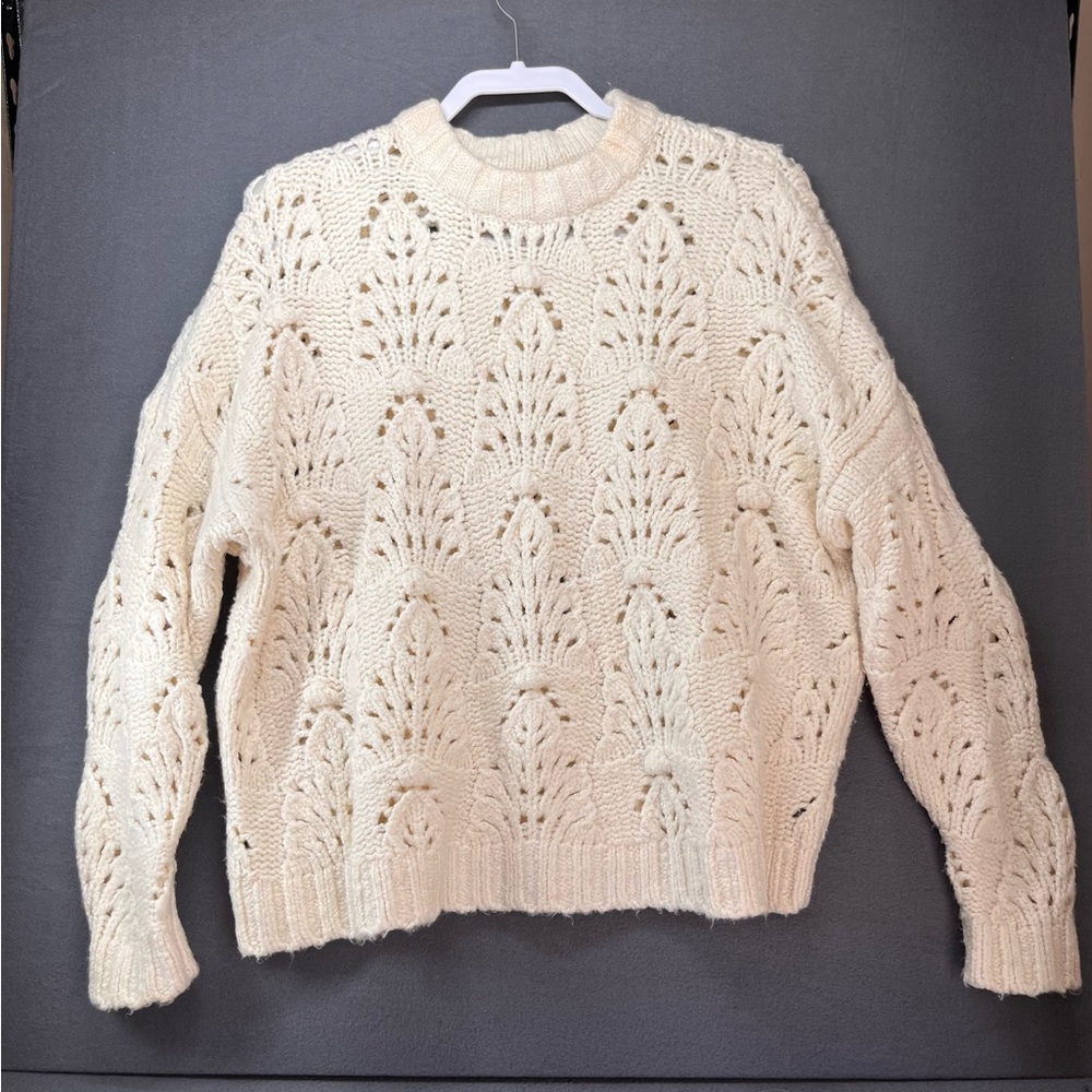 Aerie‎ Cream Chunky Knit Crew Neck Sweater
